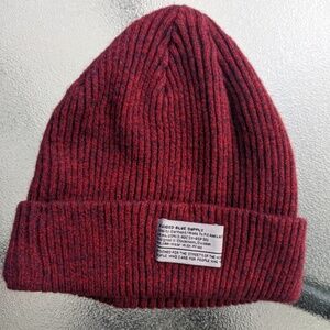 H&M DIVIDED Blue Supply Red Ribbed Hat